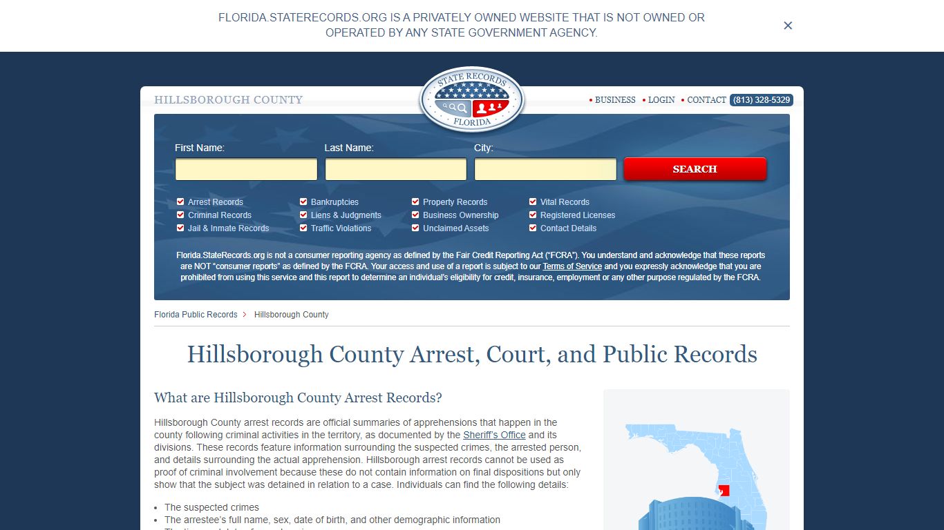 Hillsborough County Arrest, Court, and Public Records